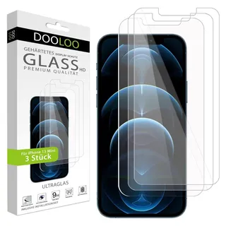 3er Pack iPhone 13 Mini Panzerglas Panzerfolie Schutzglasfolie Displayschutzglas Echt Glas Schutz Folie Display Glasfolie 9H - Transparent