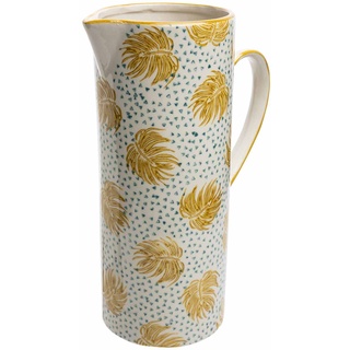 Karaffe, Wasserkrug aus Keramik, Vase, Krug Steingut BOHO CHIC gelb, 11,5 x 11,5 x 25,5 cm, 1650 ml