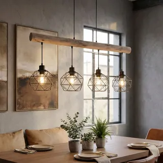 Vintage Hänge Decken Leuchte Gäste Zimmer Gitter Design Holz Balken Hänge Lampe