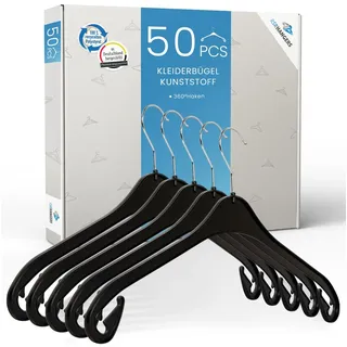 RSR Hangers Kleiderbügel NA 26 aus Kunststoff 50 Stück - Kinderkleiderbügel - Babybügel - Kinderbügel - 360° drehbarer Haken - Hemdenbügel - Kinderkleidung - Blusenbügel - schwarz - Made in Germany