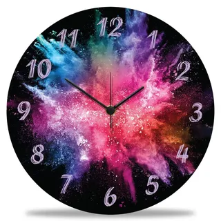 GRAVURZEILE Wanduhr aus Holz Splash Love 2.0-100% Lautlos kein Ticken absolut geräuschlos - 30 cm Ø - Design Wanduhren für Wohnzimmer Schlafzimmer & Küche