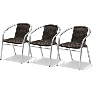 Mojawo Gartenstuhl 54 x 57 x 45 cm grau/schwarz/silber 3 St.
