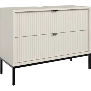 BASIC by Balculina Waschbeckenunterschrank Lucera BxHxT 80x60x32 cm (1-St) Breite 80cm, Unterflurauszug, Metallfüße beige