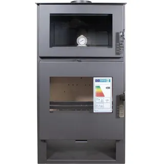 Moderner Kaminofen VERSO F 9 kW mit Backofen | Holzofen A+ | BImSchV 2 - Schwarz