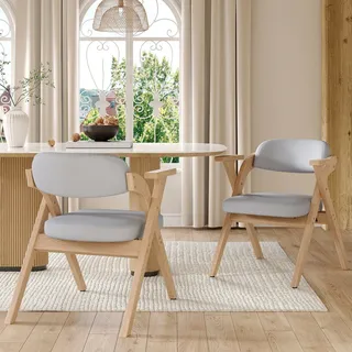 MODFU Esszimmerstuhl Esszimmer-Klappstuhl aus Massivholz mit Leinenpolster, 2er-Set grau (geeignet für Esszimmer, Wohnzimmer, Café, 2 St), Esszimmerstühle aus Massivholz, faltbar und verstaubar grau