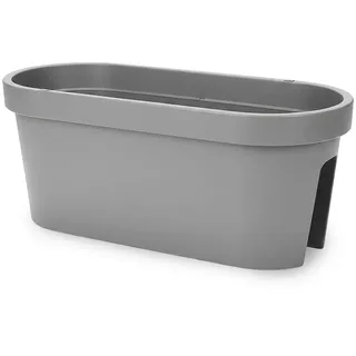 Spetebo Balkon Geländer Blumenkasten oval 60 x 20 x 20 cm Grau