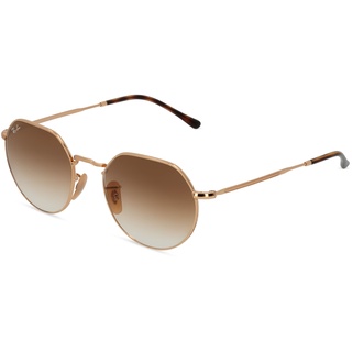 Ray-Ban RB 3565 JACK Unisex-Sonnenbrille Vollrand Panto Metall-Gestell, Gold