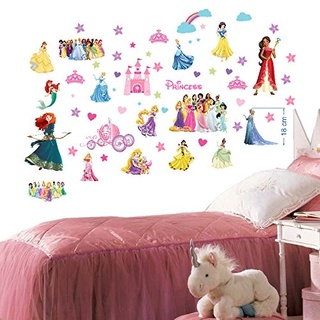 Disney Prinzessinnen Wandsticker für Schlafzimmer Jungen und Mädchen Wandbild Wandtattoo 70cm x 35cm x 2 Blatt vinyl