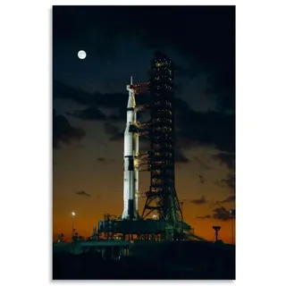 Poster Saturn V Sonnenuntergang, Raumdekoration, kosmischer Sternenhimmel, Wandkunst, Poster für Wanddekoration, 30 x 45 cm