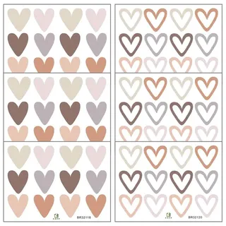 72 Stück Herzen Wandaufkleber, Selbstklebende Wandtattoo, Wandtattoo für das Kinderzimmer, Wandsticker mit Herzen, Boho-Stil-Aufkleber, für Kinderzimmer Babyzimmer