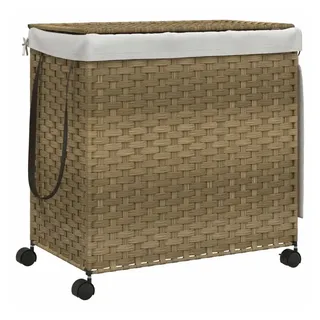 vidaXL Wäschekorb mit Rollen 60x35x60,5 cm Rattan