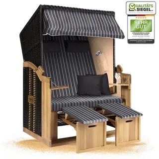Strandkorb Hanse Strandkorb Strandkorb 2-Sitzer Ostsee Volllieger Beige Anthrazit, BxTxH: 120x80x160 cm, Ostsee Volllieger, Ostsee 2-Sitzer Modell 2025, Stabiles Wacholder mit handgefertigtem Polyrattangeflecht grau