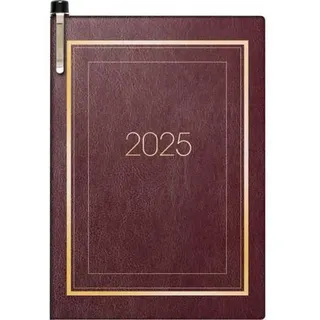 Taschenkalender 713 7,2x10,2cm 1 Woche/2 Seiten Kunststoff bordeaux 2025