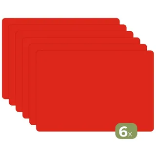 MuchoWow Platzset Rot - Farbe - Einfarbig, (6-St), Platzsets, Tischset, Abwaschbar, Tischsets, Platzdeckchen bunt|rot