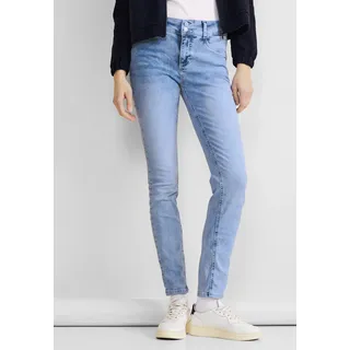 Slim-fit-Jeans STREET ONE "QR York" Gr. 34, Länge 30, blau (heavy indigo bleach) Damen Jeans Röhrenjeans mit schmalem Bein