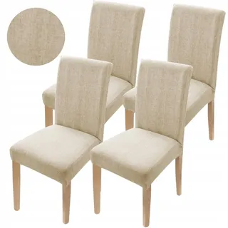 4 Stück Stuhlhussen Elasthan - Beige Melange - Stuhlbezug Esszimmer - Passend für Henriksdal Harry Stühle - Beige