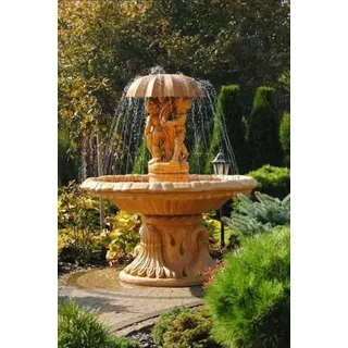 Xlmoebel Gartenbrunnen Eleganter Steinbrunnen mit beruhigendem Plätschern für den Garten, (Artikel ITALIA Z PARASOLEM), Hergestellt in Europa weiß