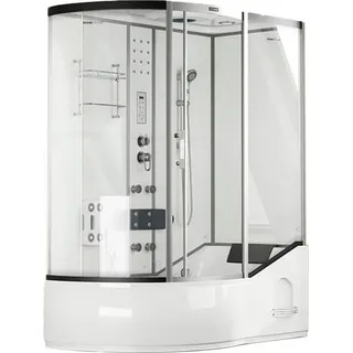Home Deluxe - Duschtempel All IN 2in1 - Weiß, 170 x 90 x 220 cm Links - inkl. Regendusche, Fußmassage, Radio und Zubehör I Duschkabine Fertigdus... - Weiß