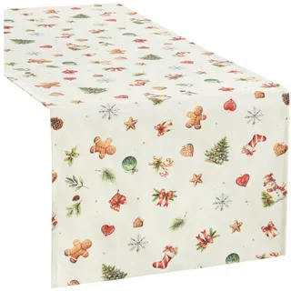 Erwin Müller Tischdecke Tischläufer "Noel", Baumwolle Motiv braun|bunt 50 cm x 150 cm