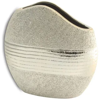 GILDE Vase - Dekovase aus Keramik in creme und silber H 25 cm B 24 cm