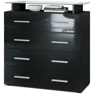 Vladon Pavos V2 76 x 81 x 35 cm Schwarz matt/Schwarz Hochglanz