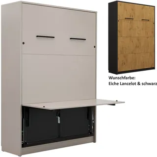QMM TraumMöbel Schrankbett GN 120x200 mit LED und optionaler Schreibtisch-Funktion (Möbelstück, 1-St., Schrankbett vertikal 120x200 mit LED & mit/ohne Schreibtisch-Funktion) mit LED-Beleuchtung; mit Schreibtisch-Funktion optional erhältlich braun