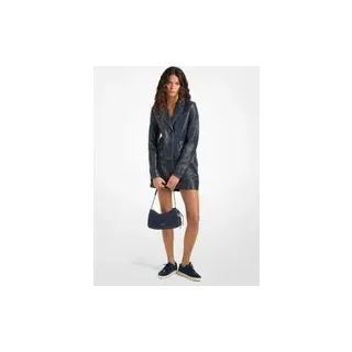 MK Verkürzter Blazer aus Leder mit Kontrastnähten - Blau - Michael Kors - EU 36