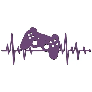 Namofactur 3D-Wandtattoo Holz 3D Wandtattoo Wanddeko Gamer Herzschlag, Gaming Controller Wandtattoo aus Holz, Wandgestaltung für Gamer lila