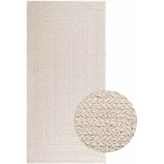 vidaXL Teppich ZIZUR Creme 100x200 cm Jute-Optik Indoor und Outdoor
