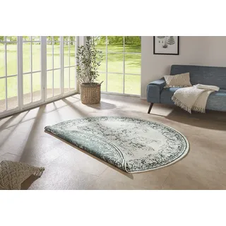 HANSE HOME NORTHRUGS In- und Outdoor Teppich Borbon Rund ⌀200cm - Wendeteppich Wetterfest Orientalisches Vintage Design Läufer für Balkon Terrasse Garten Wintergarten Wohnzimmerteppich Wasserfest in Grün Creme