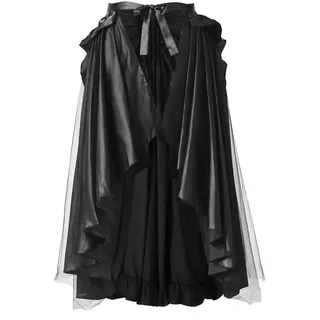BLESSUME Mittelalterlicher Cape Steampunk Damen Viktorianischer Rüschenrock (Schwarz) - Einheitsgröße