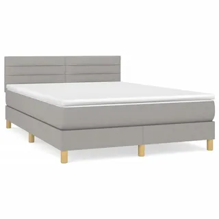 vidaXL Boxspringbett mit Matratze Hellgrau 140x200 cm Stoff1376817