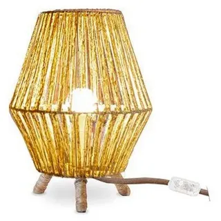 Licht-Erlebnisse Nachttischlampe YILAN, ohne Leuchtmittel, Dreibein Rattan Ø 25,5 cm H: 32,5 cm klein in Natur E27 Kabel Schalter