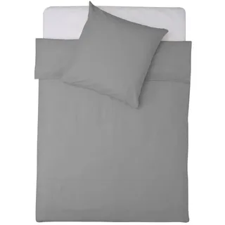 Lumaland Premium Unifarben Reißverschluss Grau 155 x 200 cm + 80 x 80 cm