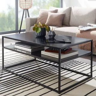 FineBuy Couchtisch Schwarz Metall 100 x 60 x 45 cm