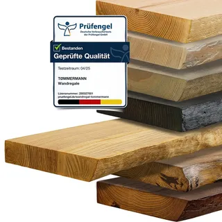 tømmermann - Wandregal mit Baumkante - massives Schweberegal Farbe Bernstein 60 cm - Regalbrett aus Eschenholz - Rustikales Wandboard Massivholzbrett - Gelb