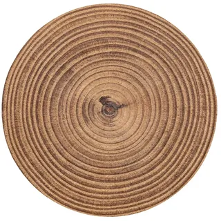 OnlyWow Badematte Baumstamm - Holz - Braun, Höhe 10 mm, Polyester, Rund, Badezimmerteppich, Badteppich, Rutschfest, Badvorleger, Waschbar braun Rund | 70 cm x 70 cm x 10 mm