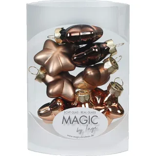 MAGIC 8 Sterne 4cm Glas Weihnachtsschmuck Weihnachtsdeko Christbaumkugeln Weihnachtskugeln Christbaumschmuck Deko Kugeln Farbe: Elegant Lounge (Schokolade braun)
