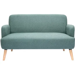 Skandinavisches Sofa 2-Sitzer aus grüngrauem Stoff und hellem Holz ISKO
