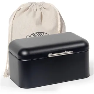 Zedelmaier Brotkasten Brotkasten aus Metall,Brot Lange Aufbewahren,Retro Brot Box mit Deckel, (2-tlg., MBH001&2), Stapelbar Brotaufbewahrungsbox rot|schwarz 30.5 cm