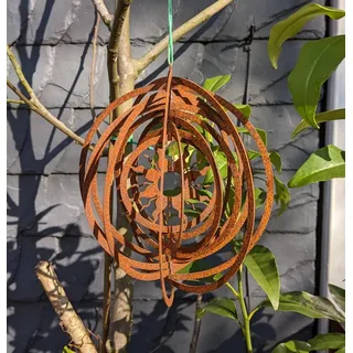 NEU !! Windspiel Sonne ø 18 cm aus Metall in Edelrost Garten Deko Mediterran
