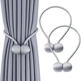 Magnetische Vorhang Raffhalter, Vorhang Raffhalter Schnallen Holdbacks Halter Haken Clip für Zuhause Schlafzimmer Büro Dekorativer Vorhang(grau 2 Stück)