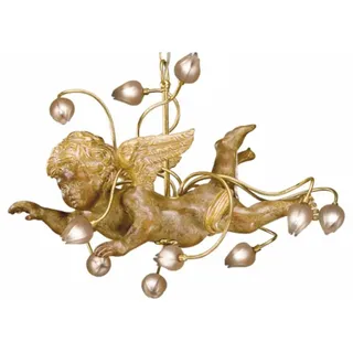 Casa Padrino Luxus Jugendstil LED Hängeleuchte Antik Gold / Bernstein 60 cm - Made in Italy