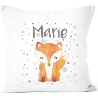 SpecialMe® Kissen-Bezug mit Namen Fuchs-Motiv Kissen-Hülle Namenskissen Baumwolle personalisierte Geschenke Dekokissen Weiss Unisize