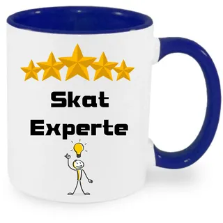 Skat Experte - Kaffeetasse mit Motiv, Tasse mit Druck, auch individuell mit Spruch, Foto, Wunschtext, Wunschname (Blau)