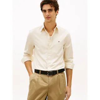 Tommy Hilfiger Businesshemd TOMMY HILFIGER "FLEX POPLIN SOLID", Herren, Gr. L, N-Gr, muslin, Popeline, Obermaterial: 100% Baumwolle, regular fit hüftlang, Ärmel mit Ärmelschlitz 1-Knopf-Manschette, Hemden, Regular Fit Flex Cotton
