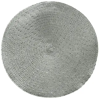 Kaemingk Tischset rund 38cm Kunststoff 1 Stück - abwaschbarer Tischuntersetzer Platzdeckchen Platzset Tischunterlage Placemat Silber