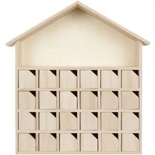 Adventskalender "Haus" aus Holz mit Türchen, 32 x 7 x 34 cm
