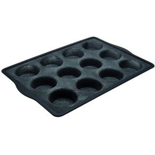 Zenker 685543 Silikon-Muffinförmchen aus Glasfaser, Muffinform pro 12, 12 Muffinförmchen aus Fiberglas, Schwarz, 36,3 x 26 x 3 cm