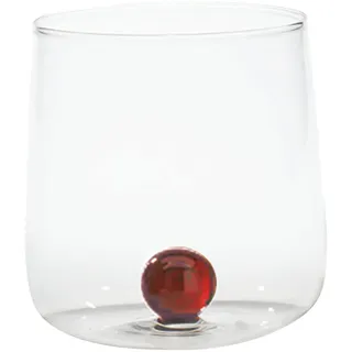 Zafferano Bilia - Handgemachtes Transparent Glas, Handmade Borosilikatglas Becher, Verziert mit bunter Glaskugel im Inneren, Kapazität 44 cl, Durchmesser 88 mm, 6 Stück - Bernstein